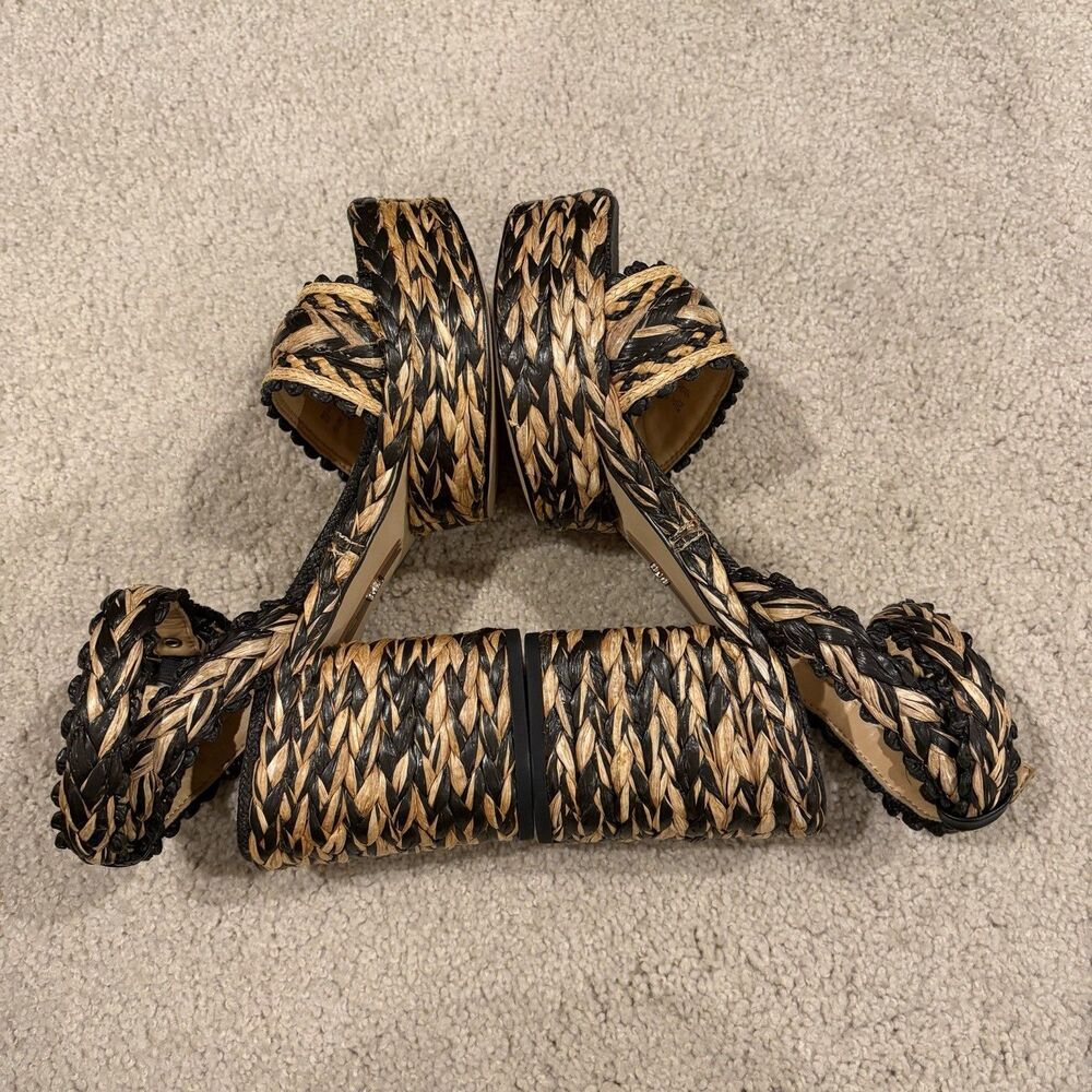 NWOB Sam Edelman Iliana Women Sandals Platform Heel Raffia Braided Buckle Size 7 - Picture 8 of 12